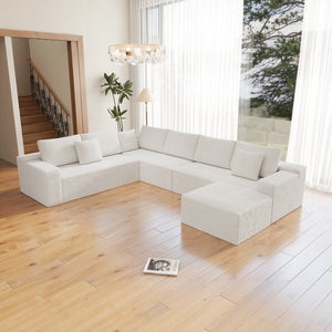 English Elm 137.8*104.3"Modular 137.8*104.3" Modular Sectional Sofa - Plush Corduroy, No Assembly, 4-Piece Design For Versatile Comfort W3819S00034