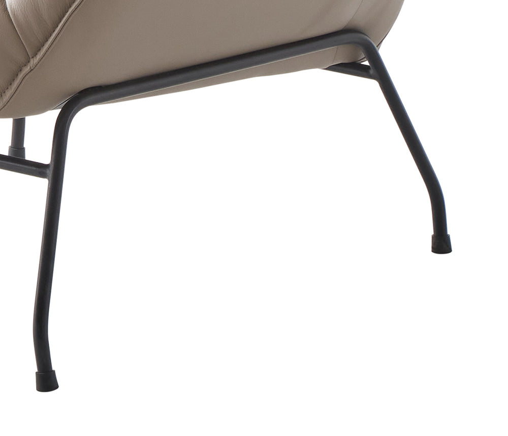 English Elm Zusa Khaki Top Grain Leather Accent Chair & Ottoman with Metal Legs, Full Foam Comfort, 19" Seat Height B2726S00390