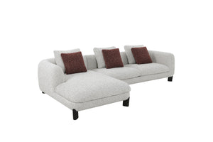 English Elm Mardi Maroon & Beige Tweed Sectional Sofa with 3 Accent Pillows, Bouclé Upholstery, 880lb Capacity B2726S00436