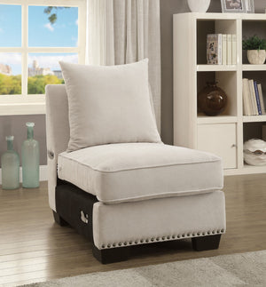 English Elm Beige Padded Chenille Chair with Nailhead Trim and Welt Accents, Ivory Transitional Seat, 26.5x38.5x37.5" B2741P375944