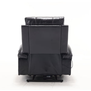 English Elm 21"seat Large Electric Power Lift Recliner Chair with 8-Point Vibration Massage, Lumbar Heat, Remote Control Black 29.52 L x 26.77 W x 20.47 H W2297P264017