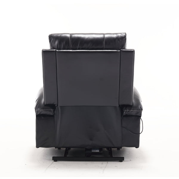 English Elm 21"seat Large Electric Power Lift Recliner Chair with 8-Point Vibration Massage, Lumbar Heat, Remote Control Black 29.52 L x 26.77 W x 20.47 H W2297P264017