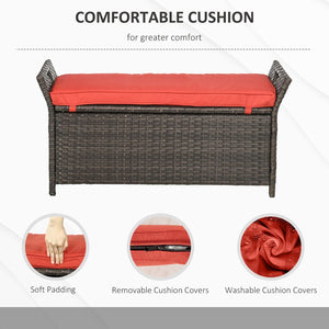 English Elm Outsunny 27 Gallon Wicker Storage Bench - Stylish Outdoor Seating & Storage Solution In Red! W2225P174027-GIGA