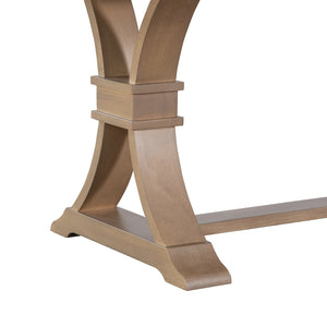 English Elm 63.00"-78.75" Extendable Farmhouse Dining Table Rubberwood X-frame Base Seats Eight Light Natural N771P347924A_N771P347925A