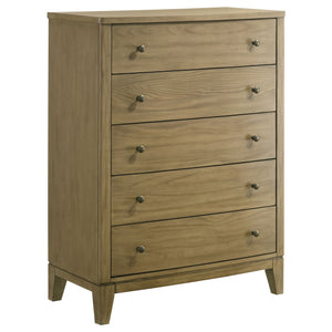 English Elm Menlo Queen Bedroom Set with Pine Finish Tufted Headboard and Antique Nickel Hardware B062S01549