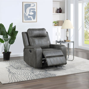 English Elm Forrest Grey Recliner Chair - Luxe Comfort With Modern Design, Plush Support & Easy-Clean Faux Leather B062P354047