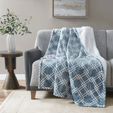 Serta Printed Plush Casual Heated Throw ST54-0147 Blue