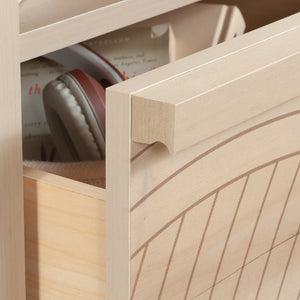 English Elm Night Stand - Sleek Brown Finish With Unique Wave Pattern, Ample Storage & Versatile Design Options B356P367917