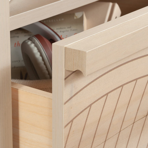 English Elm Night Stand - Sleek Brown Finish With Unique Wave Pattern, Ample Storage & Versatile Design Options B356P367917