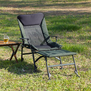 English Elm Camping Lounge Chair With Detachable Footrest - Portable, Adjustable Recliner For Comfort Outdoors W241106343