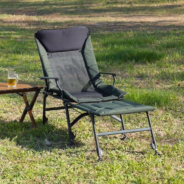 English Elm Camping Lounge Chair With Detachable Footrest - Portable, Adjustable Recliner For Comfort Outdoors W241106343