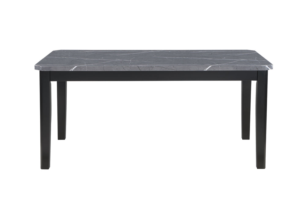 English Elm VHONG Solid Wood Dining Table in Dark Gray Finish — Transitional Clipped Corners, Durable MDF & Rubberwood B201P226146