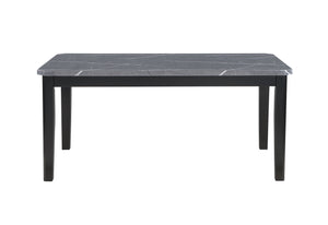English Elm VHONG Solid Wood Dining Table in Dark Gray Finish — Transitional Clipped Corners, Durable MDF & Rubberwood B201P226146