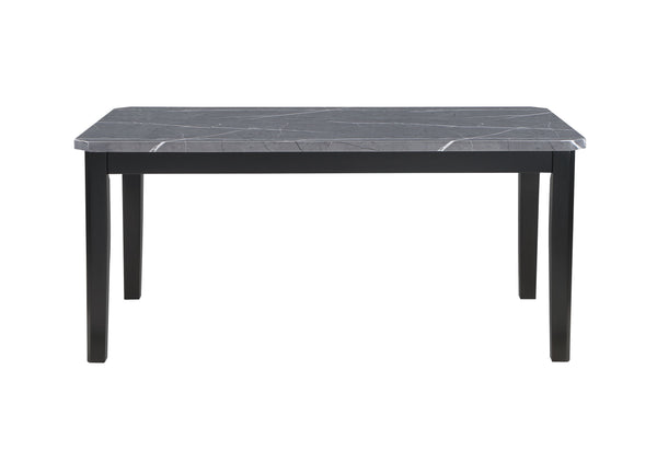 English Elm VHONG Solid Wood Dining Table in Dark Gray Finish — Transitional Clipped Corners, Durable MDF & Rubberwood B201P226146
