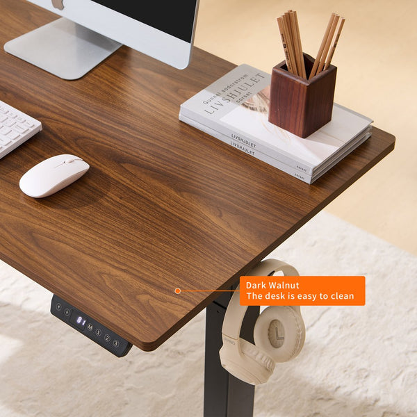 English Elm Electric Sit Stand Desk with Seamless One Piece Top and Industrial Steel Frame W1769P345628