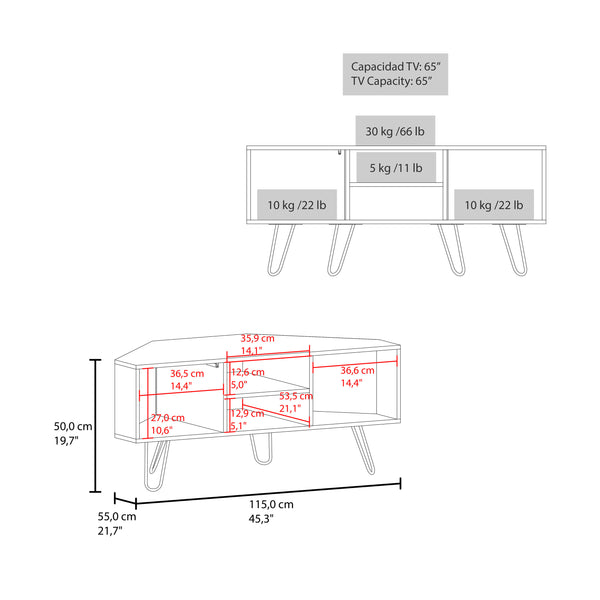 English Elm TV Stand Engineered Wood 1 Door 3 Shelves 4 Legs Black — Compact Modern TV Console, Stable Storage B097P350288