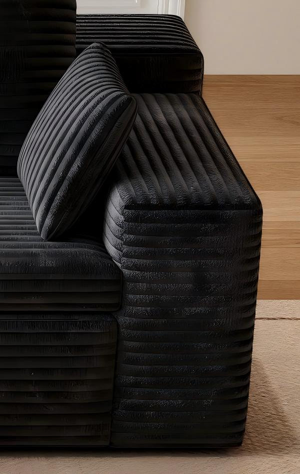 English Elm U Shaped Modular Sectional Corduroy Sofa with Pull Out Chaise for Modern Living Rooms Black W1825P334958