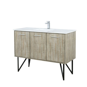 English Elm Rustic Acacia Bath Vanity 48" W X 20" D, Durable Cultured Marble Top & Soft-Close Chrome Faucet Set B2731P259689-GIGA