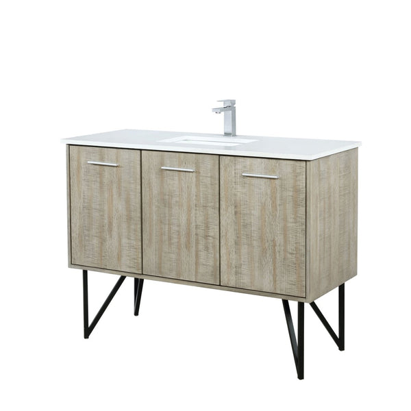 English Elm Rustic Acacia Bath Vanity 48" W X 20" D, Durable Cultured Marble Top & Soft-Close Chrome Faucet Set B2731P259689-GIGA