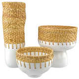 Kyoto Rattan & White Footed Bowl