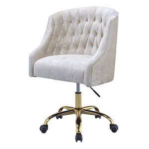 English Elm Vintage Whiskey Top Grain Leather Swivel Office Chair with Wood Arms, Metal Frame, Smooth Casters and Timeless Elegance Cream B062P182759