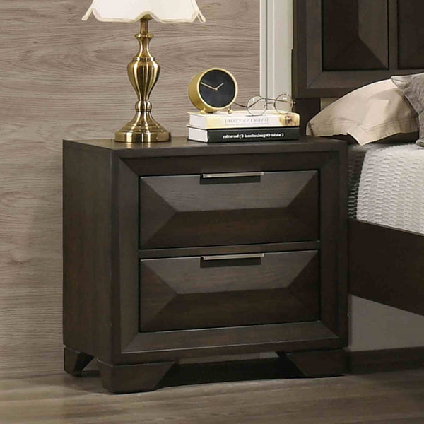 English Elm Beautiful Espresso Wood Panel Queen Bed Set with Two Nightstands for Transitional Bedroom B2741S00897