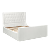 English Elm Brooks Contemporary Tufted Shelter Platform Bed, Queen, Antique White Polyester