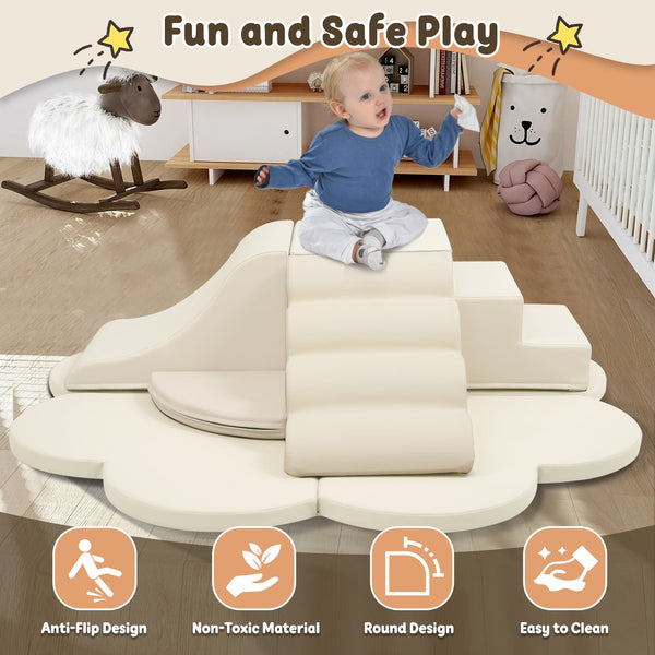 English Elm Soft High-density Foam Climbing Blocks 6-piece Toddler Play Set for Playroom Beige N710P414923K