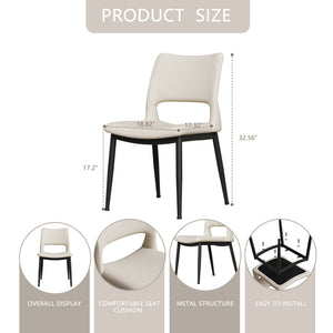 English Elm Modern Pu Leather Dining Chair Set with Ergonomic Backrest and Powder Coated Metal Frame White Pu W1727P426736