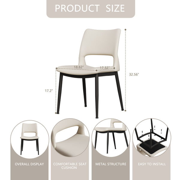 English Elm Modern Pu Leather Dining Chair Set with Ergonomic Backrest and Powder Coated Metal Frame White Pu W1727P426736