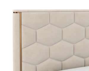 Sunpan Alisha Bed - Luxurious Upholstered Classic Design with Gold Accents for a Dreamy Bedroom Oasis King