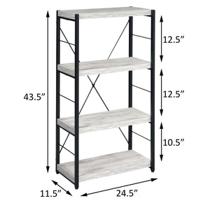 English Elm Antique industrial rustic 3-shelf bookcase with faux concrete shelves, metal sled frame, durable style B062P185716