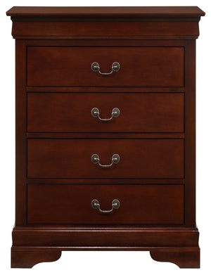 English Elm Louis Elegant 4-Drawer Chest with Carved Bases & English Dovetail Drawers, Tarnish-Resistant Hardware Cherry 22 L x 37 W x 47 H B078108154