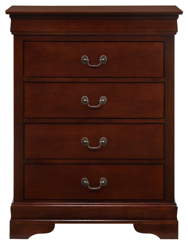 English Elm Louis Elegant 4-Drawer Chest with Carved Bases & English Dovetail Drawers, Tarnish-Resistant Hardware Cherry 22 L x 37 W x 47 H B078108154