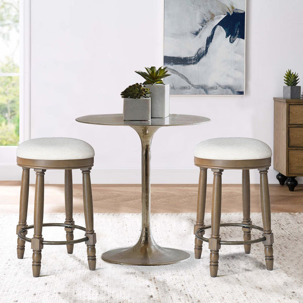 English Elm AGODY 26" Counter Height Swivel Bar Stools Set of 2 with Upholstered Seats and Sturdy Rubberwood Frame Light Oak W2170P208102
