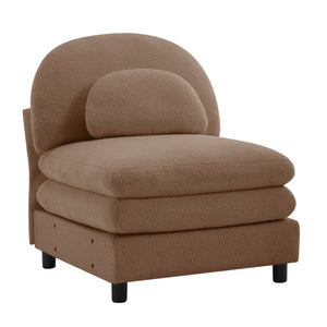 English Elm Vitoria Curved Modular Sofa in Plush Teddy Fleece for Modern Living Rooms Camel W5656P454266