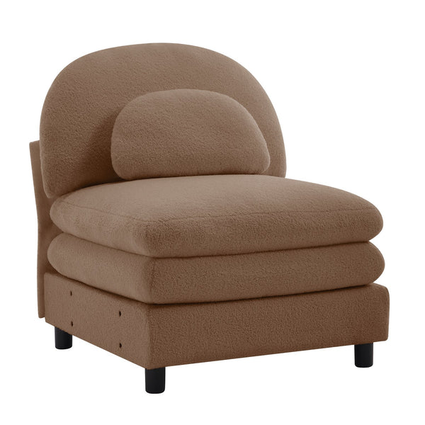 English Elm Vitoria Curved Modular Sofa in Plush Teddy Fleece for Modern Living Rooms Camel W5656P454266
