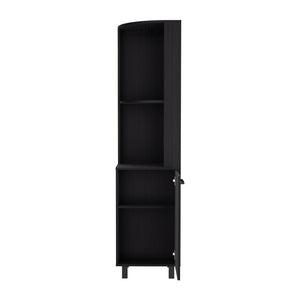 English Elm Corner Bar Cabinet with Ten Built-In Wine Slots, Cup Rack & Spacious Top Shelf for Entertaining Black 44.88 L x 22.05 W x 4.72 H B097S00192