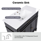 English Elm 36" Bathroom Vanity With Sink, Black Bathroom Cabinet With Drawers, Solid Frame and Mdf Board, One Package