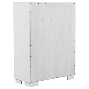 English Elm Polk Five Drawer Chest with Felt Lined Storage and Bracket Feet in Cappuccino Finish B062P447710