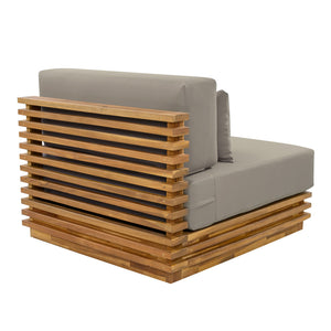 English Elm Oversized Solid Acacia Patio Club Chair with Three Piece Cushion Set for Outdoor Lounging Brown,Natural+Grey N768P392779B