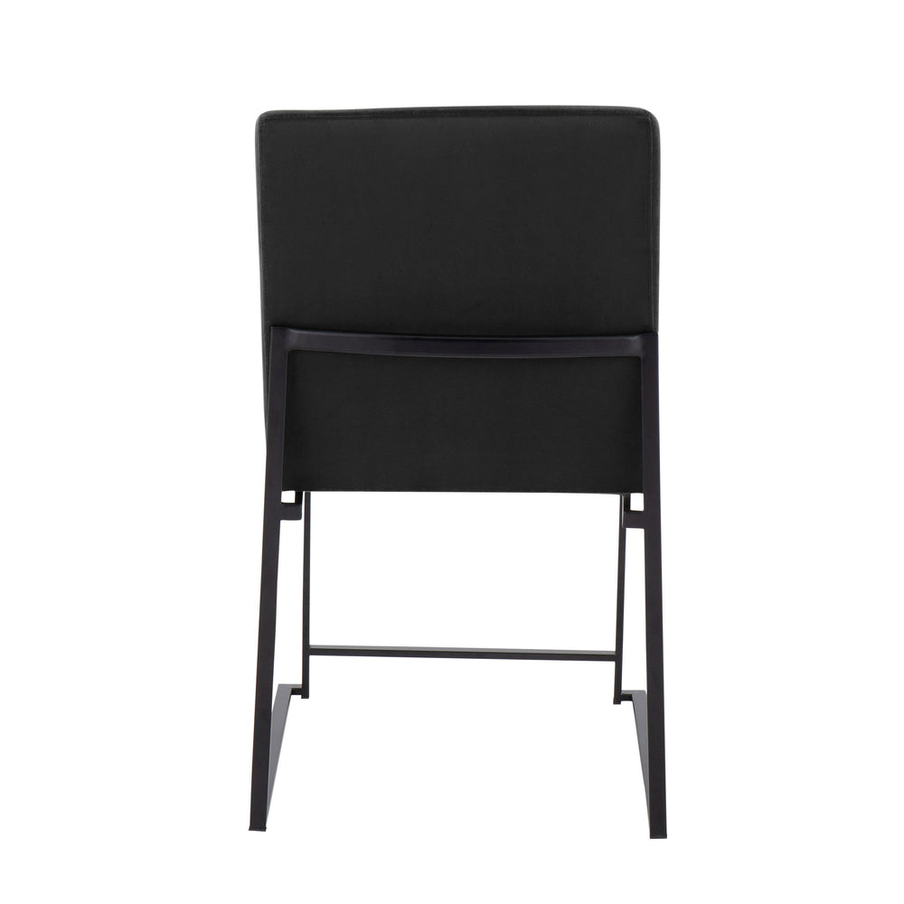 English Elm High Back Contemporary Dining Chair Set Of 2 - Plush Black Velvet & Steel Frame For Modern Elegance B202P223551