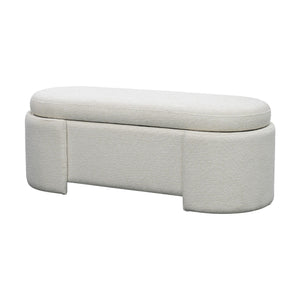 English Elm Fully Upholstered Oval Bench with Soft Close Storage Lid for Bedroom Entryway B035P408399