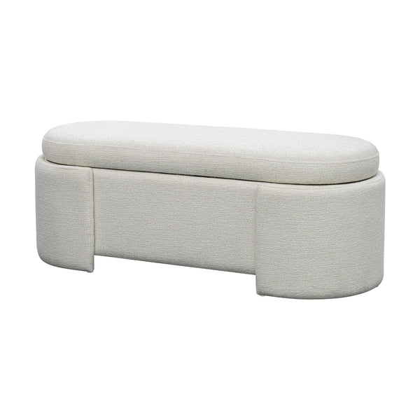 English Elm Fully Upholstered Oval Bench with Soft Close Storage Lid for Bedroom Entryway B035P408399