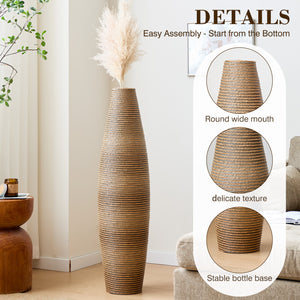 English Elm 39.4" Handcrafted Rattan-textured Pvc Tall Floor Vase Boho Entryway Sculptural Accent W2796P446205