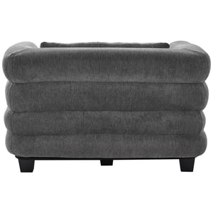 English Elm Oversized Chenille Chaise Lounge Deep Seat Sculptural Armrests Modern Living Room Retreat Grey N763P326441E