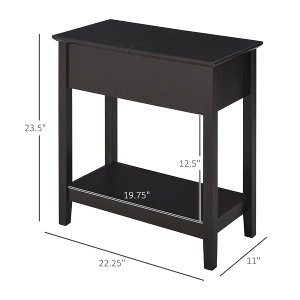 English Elm Slim Flip Top Storage End Table Narrow Coffee Finished Mdf Cabinet for Small Spaces T3971P470591