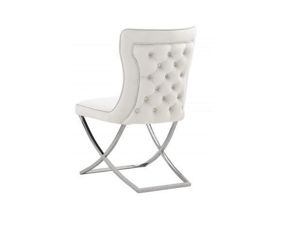English Elm Modern Tufted Velvet Dining Chairs Glam Button Back Chrome Legs Set of Two B011P446648
