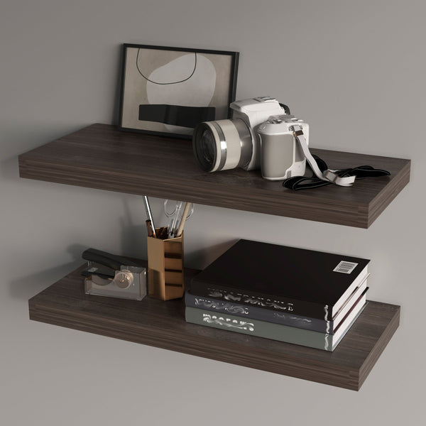 English Elm Sienna Oak Floating Shelf with Concealed Mounting, Durable Scratch & Moisture-Resistant Finish, 31.5" B062P373792