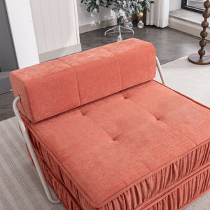 English Elm Green Chenille Floor Sofa Convertible Futon Chair with Modular Sleeping Support Orange W3612P376633